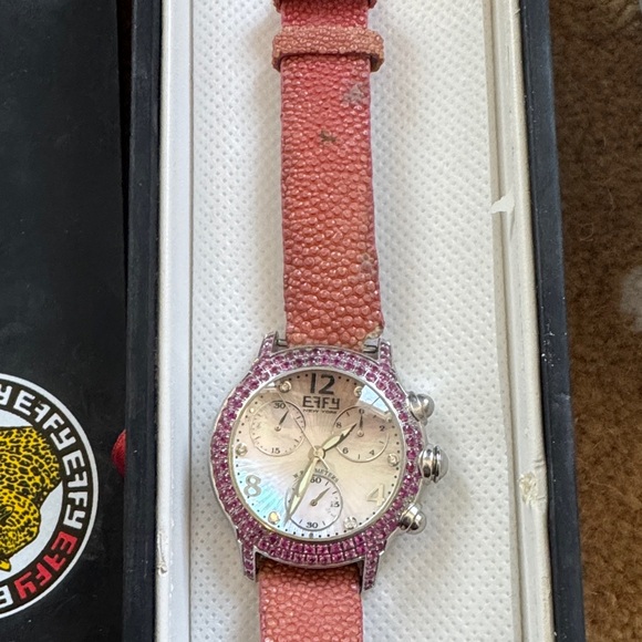 Effy Pink Sapphire & Diamond & Stingray Leather Strap womens Watch main image 6